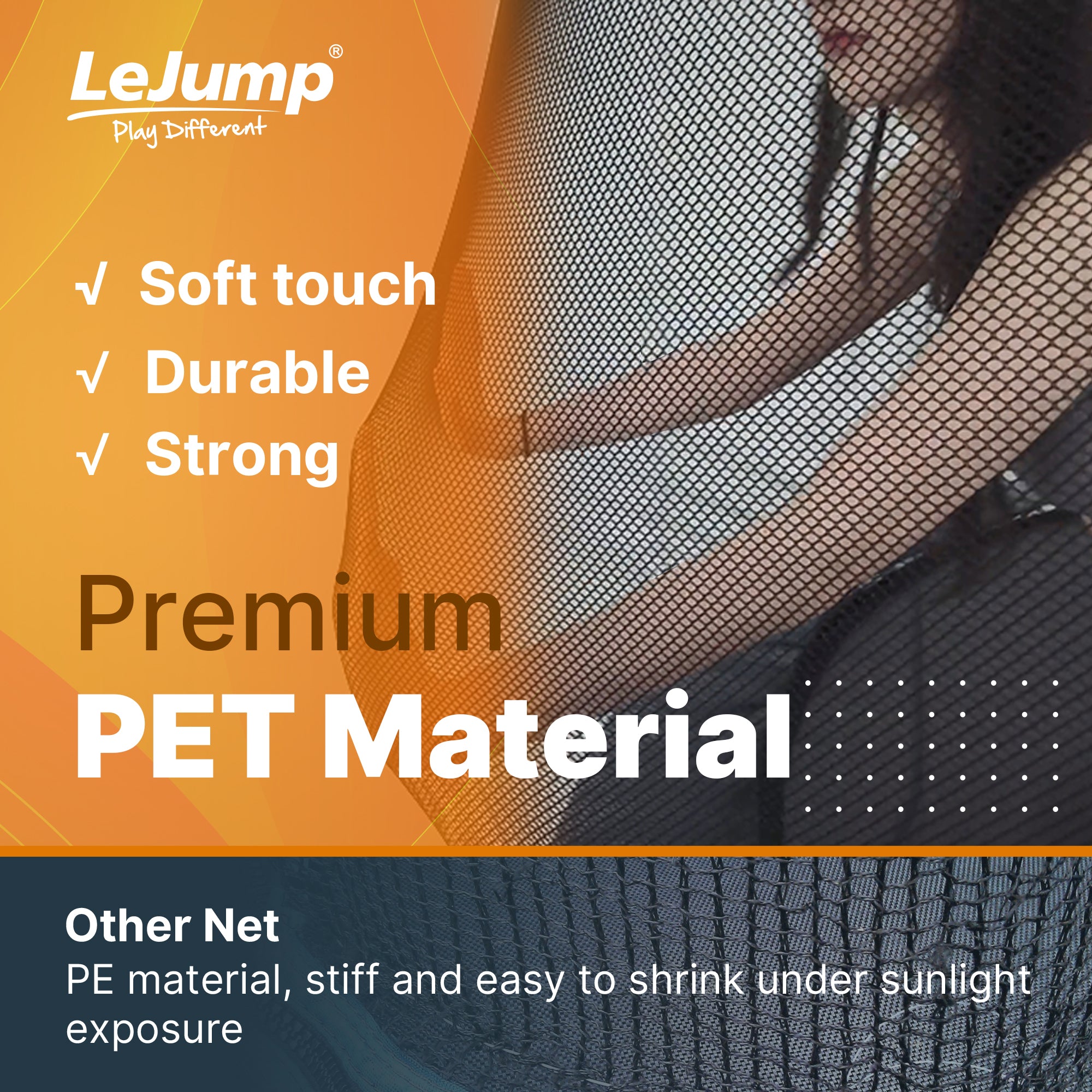 LeJump Sunrise 7.7 ft Trampoline with Net - Safest Trampoline for Indoor & Outdoor